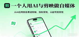 一个人用AI与剪映做自媒体，从AI应用到各赛道剪辑、涨粉变现，从起号到变现-网创项目