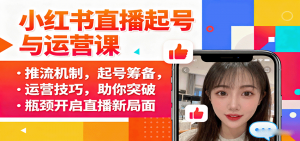 小红书直播起号与运营课：推流机制，起号筹备，运营技巧，助你突破瓶颈开启直播新局面-网创项目