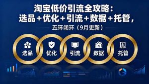 淘宝低价引流全攻略:选品+优化+引流+数据+托管,五环闭环(9月更新-网创项目