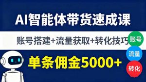 AI智能体带货速成课,账号搭建+流量获取+转化技巧,单条佣金5000+-网创项目