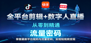 全平台剪辑+数字人直播，从零到精通，掌握最新平台规则与流量密码，实现短视频变现-网创项目
