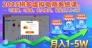 2025拼多多虚拟电商系统课,可矩阵,0成本,长久稳定,轻松月入1-5W-网创项目