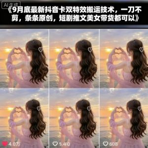 9月底最新抖音卡双特效搬运技术，一刀不剪，条条原创，短剧推文美女带货都可以-网创项目