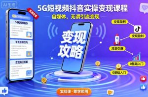 5G短视频抖音实操变现课程，自媒体，无谓引流变现-网创项目