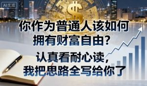 付费文章：你作为普通人该如何拥有财富自由？认真看耐心读，我把思路全写给你了-网创项目