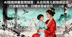 AI短视频垂直领域营:从古风育儿到情感动漫,打造爆款账号,日播放量破百万-网创项目