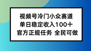 视频号小众赛道，单日稳定收入100+，适合所有人-网创项目
