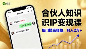 合伙人知识IP变现课，微信生态,内容创作与爆款打造,全网引流，新手月入2w+-网创项目