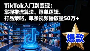 TikTok入门到变现：掌握推流算法、爆单逻辑、打品策略，单条视频播放量50w-网创项目