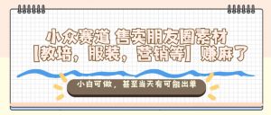 小众赛道售卖朋友圈素材【教培,服装,营销等】賺麻了,小白可做,甚至当天有可能出单-网创项目