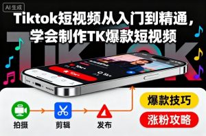 Tiktok短视频从入门到精通，学会制作TK爆款短视频-网创项目