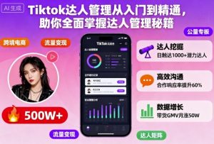 Tiktok达人管理从入门到精通，助你全面掌握达人管理秘籍-网创项目