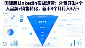国际版LinkedIn实战运营：外贸开发+个人品牌+销售转化，新手3个月月入5万+-网创项目
