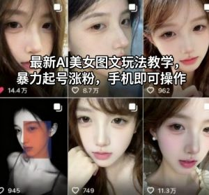 最新AI美女图文玩法教学,暴力起号涨粉,手机即可操作-网创项目