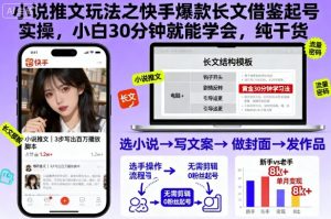 小说推文玩法之快手爆款长文借鉴起号实操,小白30分钟就能学会,纯干货-网创项目