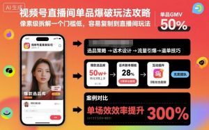 视频号直播间单品爆破玩法攻略,像素级拆解一个门槛低,容易复制到直播间玩法-网创项目