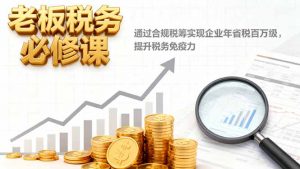 老板税务必修课,通过合规税筹实现企业年省税百万级,提升税务免疫力-网创项目