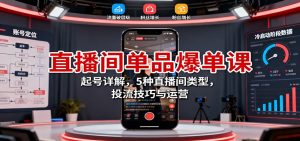 直播间单品爆单课:起号详解,5种直播间类型,投流技巧与运营-网创项目