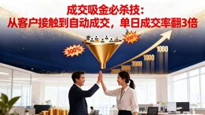 吸金成交营销必杀技：从客户接触到自动成交，单日成交率翻3倍-网创项目