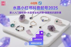 水晶小红书抖音起号2025,新人入门基础课+水晶专业知识课+销售知识进阶课-网创项目