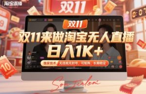 双11来做淘宝无人直播,日入1K+,独家技术,无违规无封号,可矩阵,长期稳定【揭秘】-网创项目