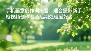 手机摄影之画意创作训练营：适合摄影新手、短视频创作者及后期处理爱好者-网创项目