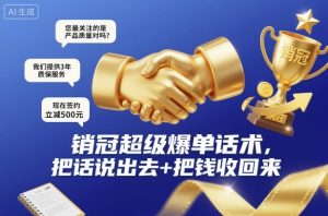 销冠超级爆单话术,把话说出去+把钱收回来-网创项目