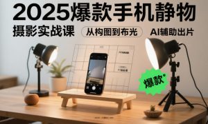 2025爆款手机静物摄影实战课，从构图到布光，不用贵设备，AI辅助出片-网创项目