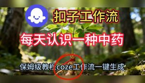Coze扣子工作流一键生成每天认识一种中药短视频,保姆级搭建教学-网创项目