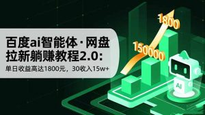 百度ai智能体·网盘拉新躺赚教程2.0：单日收益高达1800元，30收入15w+-网创项目