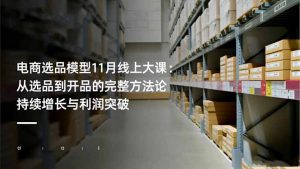 电商选品模型11月线上大课:从选品到开品的完整方法论 持续增长与利润突破-网创项目