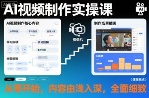 AI视频制作实操课,从零开始,内容由浅入深,全面细致-网创项目