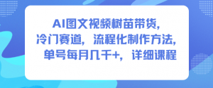 AI图文视频树苗带货,冷门赛道,流程化制作方法,单号每月几K,详细课程-网创项目
