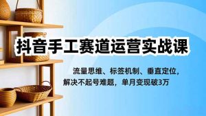 抖音手工赛道运营实战课,流量思维、标签机制、垂直定位,解决不起号难题,单月变现破3万-网创项目
