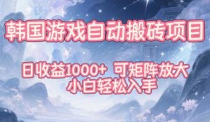 韩国游戏自动搬砖项目，日收益1k+，可矩阵放大，小白轻松入手【揭秘】-网创项目