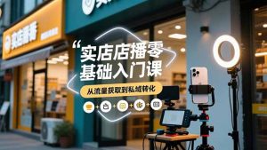 实体店播零基础入门课，实体店+短视频+直播+微信生态+私域社群，从流量获取到私域转化-网创项目