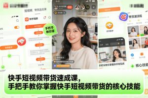 快手短视频带货速成课，手把手教你掌握快手短视频带货的核心技能-网创项目