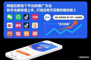 网盘拉新各个平台的推广方法，新手也能快速上手，打造没有天花板的被动收入-网创项目