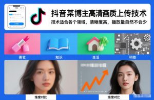 抖音某博主视频高清画质上传技术,技术适合各个领域,清晰度高,播放量自然不会少-网创项目