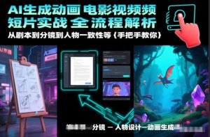 AI生成动画电影视频短片实战全流程解析,从剧本到分镜到人物一致性等手把手教你-网创项目