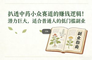 扒透中药小众赛道的賺米逻辑,潜力巨大,适合普通人的低门槛副业-网创项目