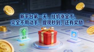 新平台第一天,挂G涨金币,完全不用动手,提现秒到,还有奖励【揭秘】-网创项目