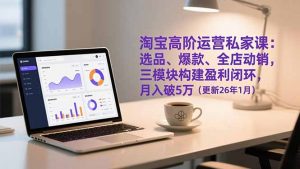 淘宝高阶运营私家课:选品、爆款、全店动销,三模块构建盈利闭环,月入破5万(更新26年1月-网创项目