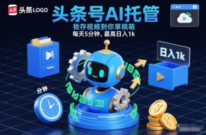 头条号AI托管,我存视频到你草稿箱,每天5分钟,最高日入1k【揭秘】-网创项目
