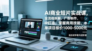 AI商业短片实战课，全流程拆解、广告制作、IP打造，掌握商用技能，单项目报价1000-5000元-网创项目