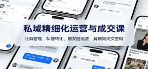 私域精细化运营与成交课：社群管理、私聊转化、朋友圈运营，解锁高成交密码-网创项目