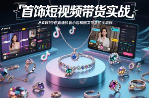 首饰短视频带货实战，从0到1带你跑通抖音小店和图文带货的全流程-网创项目