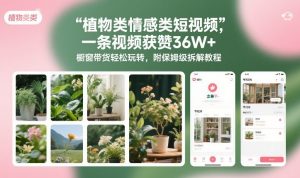 植物类情感类短视频，一条视频获赞36W+，橱窗带货轻松玩转，附保姆级拆解教程-网创项目
