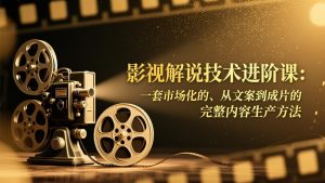 影视解说技术进阶课：一套市场化的、从文案到成片的完整内容生产方法-网创项目