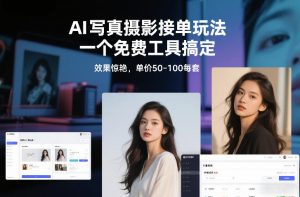 AI写真摄影接单玩法，一个免费工具搞定，效果惊艳，单价50-100每套-网创项目